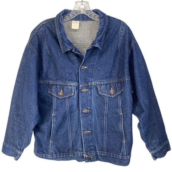 💙 Vintage USA Made Mens XL Blue Denim Jacket 90s Workwear Trucker 💙 - Picture 1 of 10